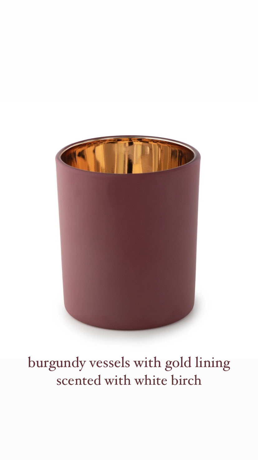 Burgundy Vessel in White Birch Soft Serenity Candle Company